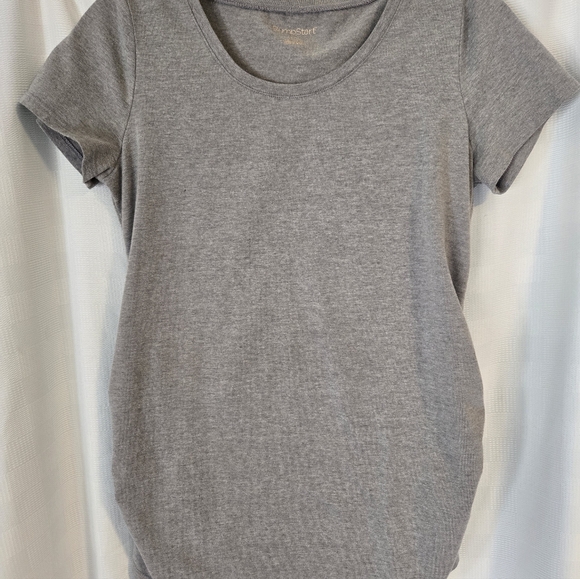BumpStart Maternity Tee Bundle Gray And Black Short Sleeve Tee - Picture 3 of 7